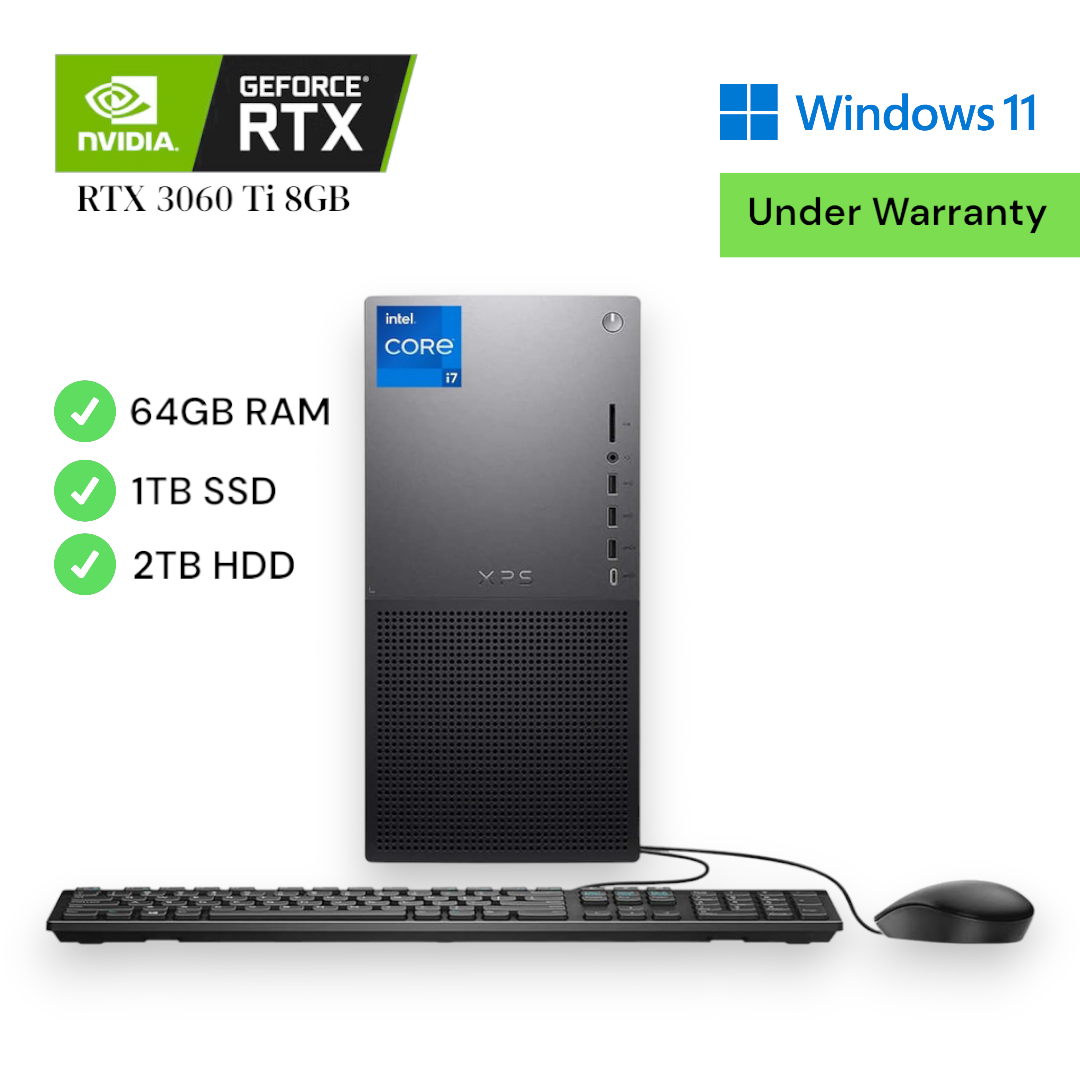 1YR WARRANTY Dell XPS 8960 Desktop i7-13700 64GB 1TB+2TB GeForce RTX 3060 Ti 8GB
